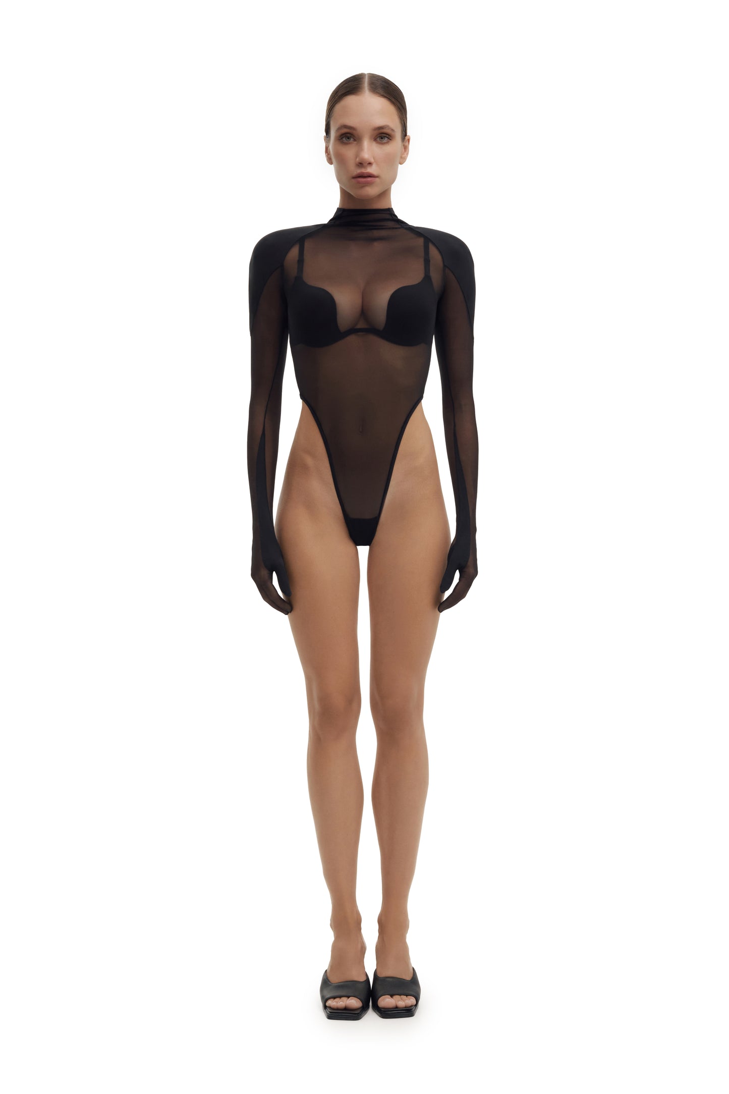 DVNT Sheer Mesh Bodysuit with Integrated Gloves SERPENT