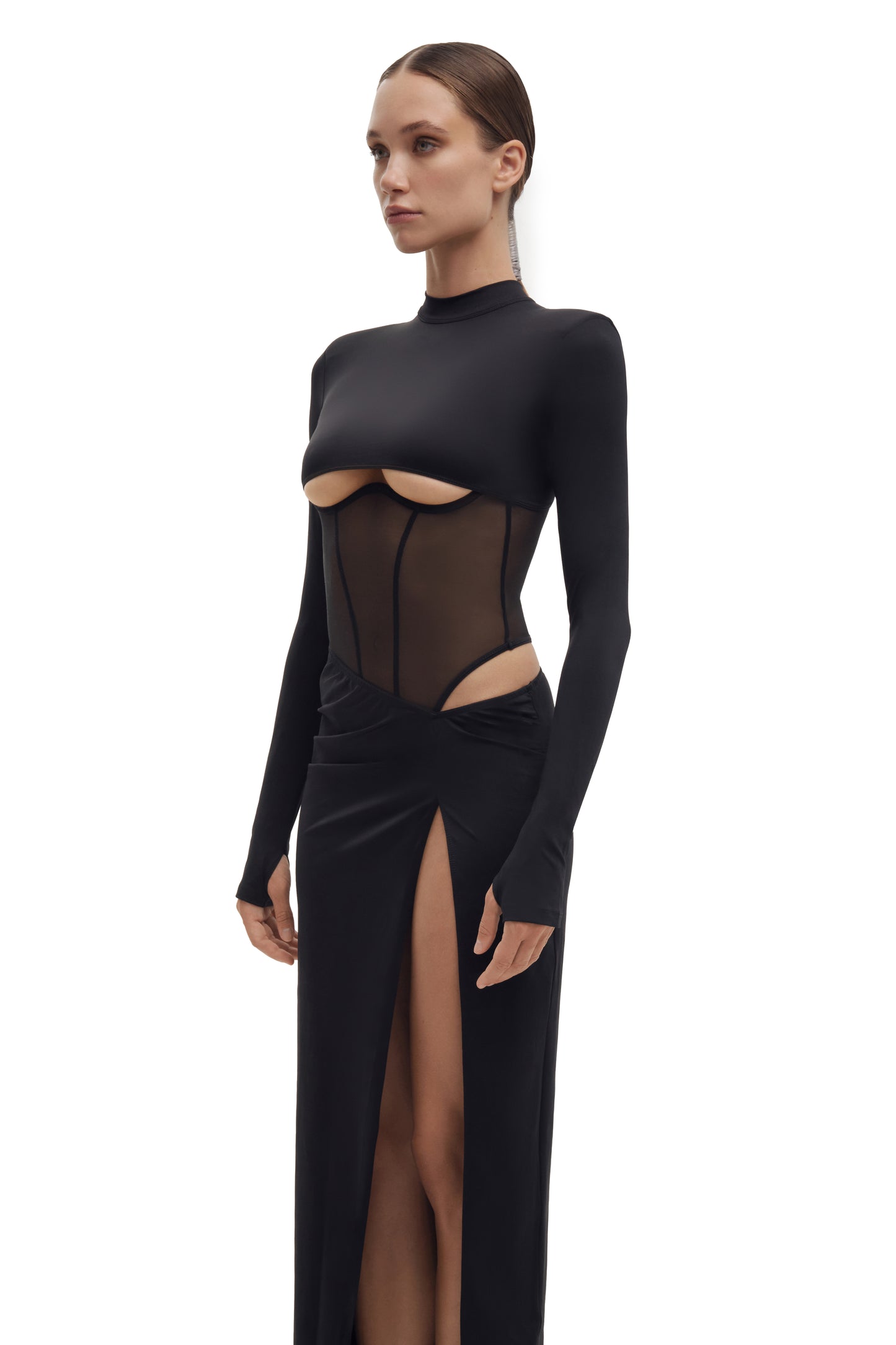 DVNT Draped Waist Maxi Skirt with Slit VELA