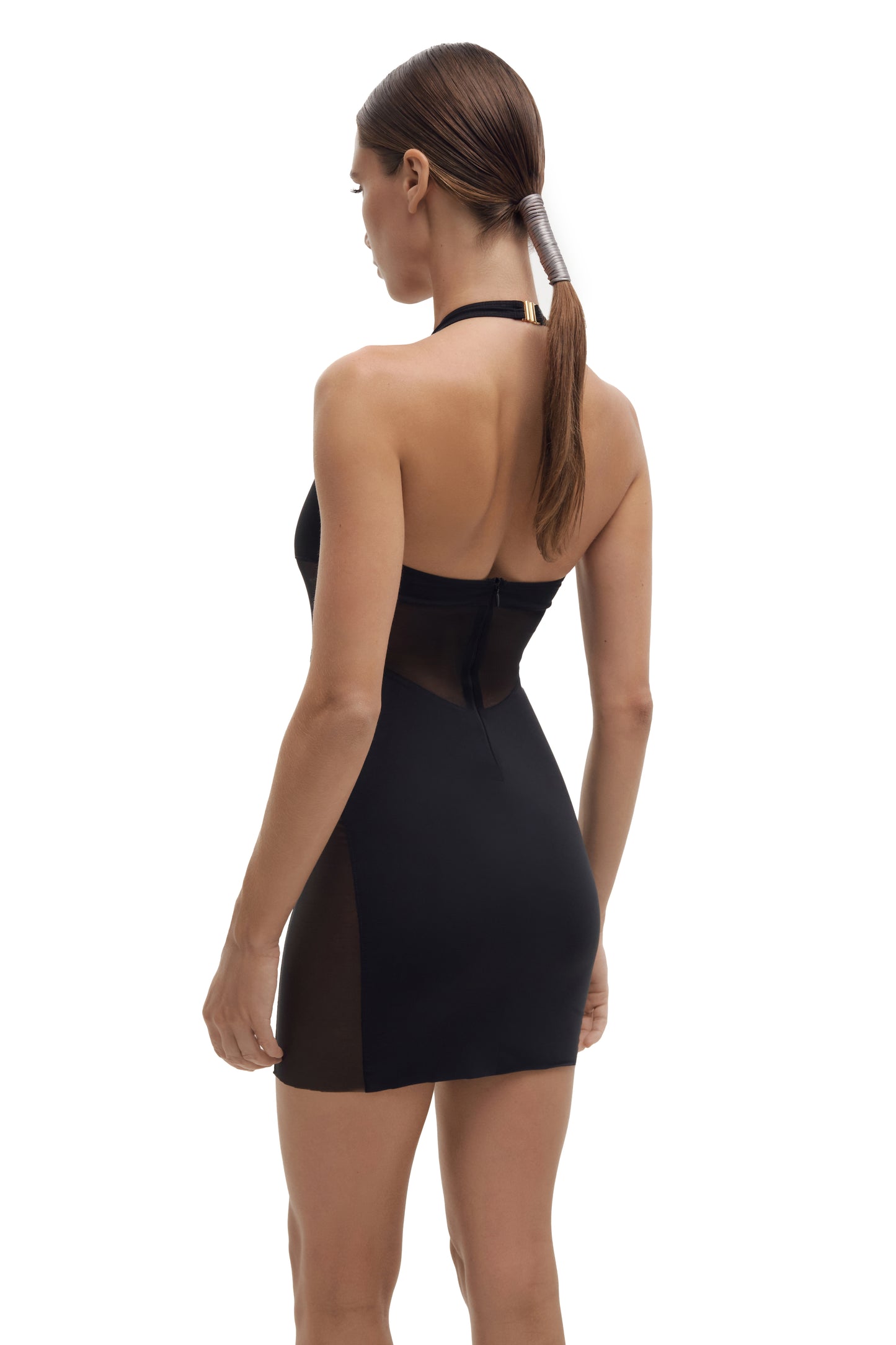 DVNT Sheer Panel Mini Dress with gloves NYX