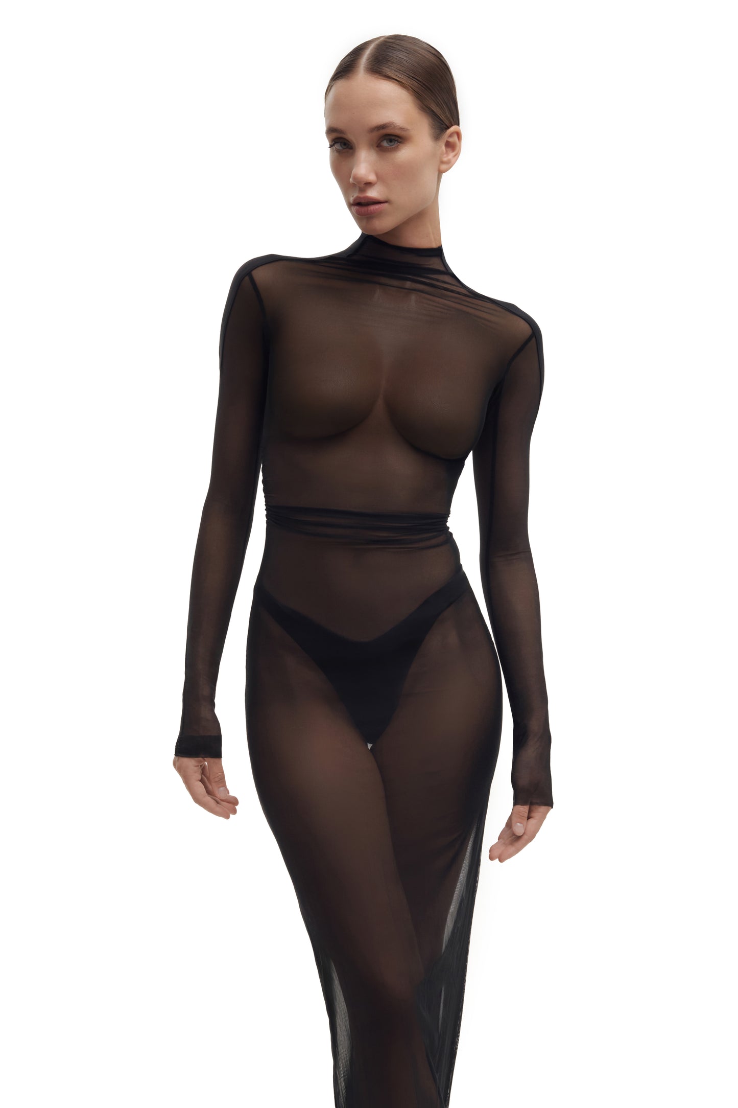 DVNT Sheer Mesh Maxi Dress PHANTOM