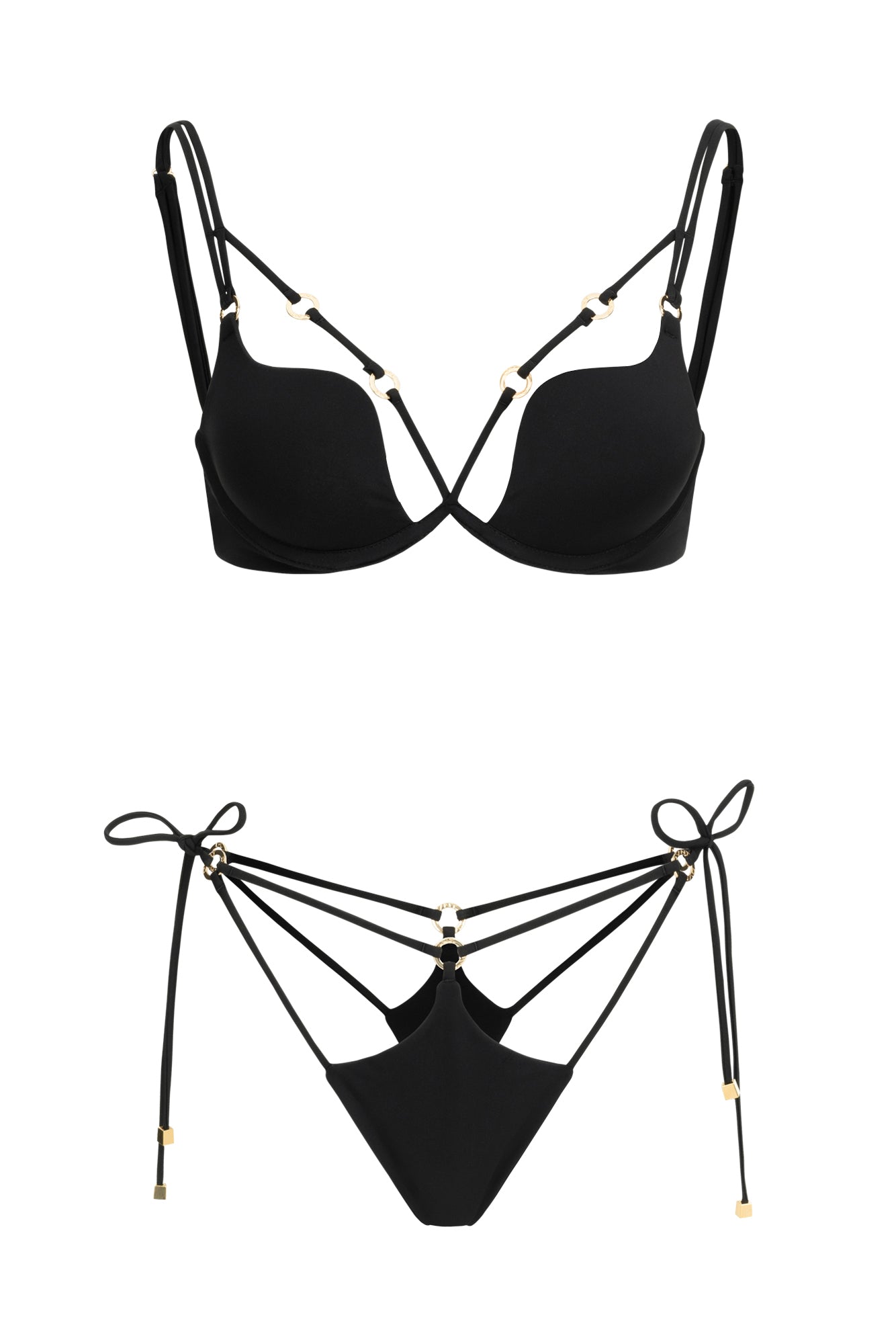 DVNT Black Push-Up Luxury Swimsuit with Signature Hardware — OBSIDIA 2.0