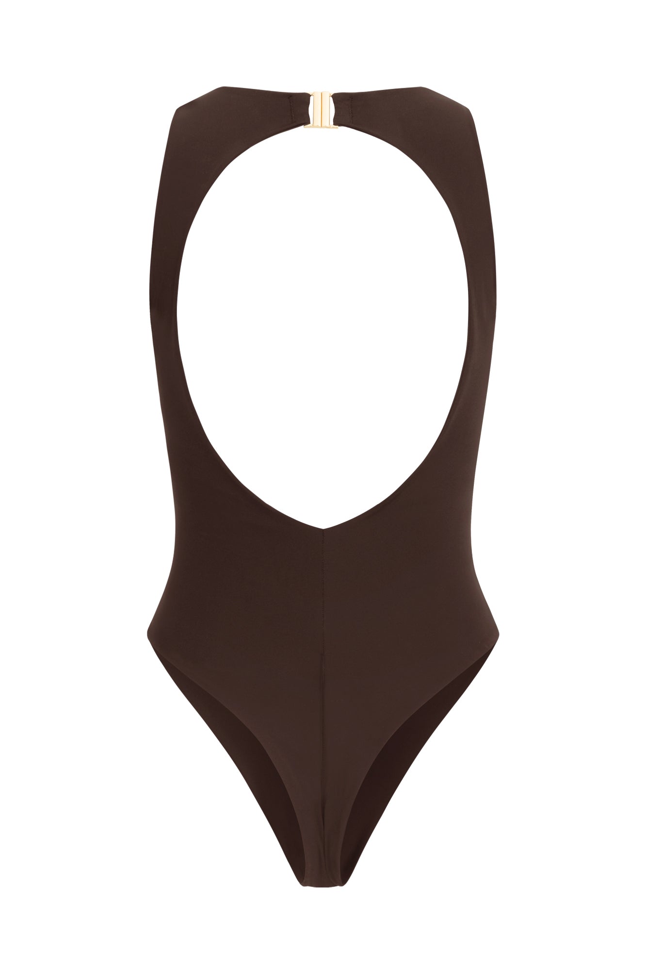 One-Piece Brown Swimsuit with Unique neckline Cut-Outs