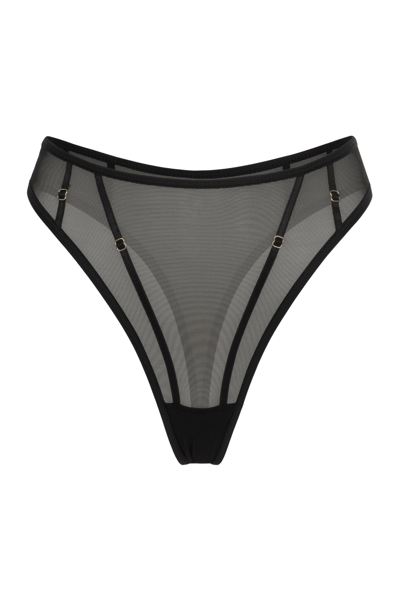 high waisted black underwear for sheer dress DVNT Mesh High-Cut Panties — TRACE M/L / how to style sheer dress