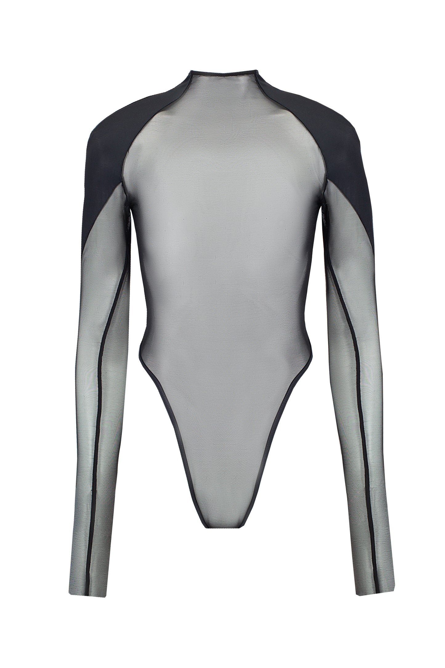 DVNT Sheer Mesh Bodysuit with Structured Shoulders SHADE