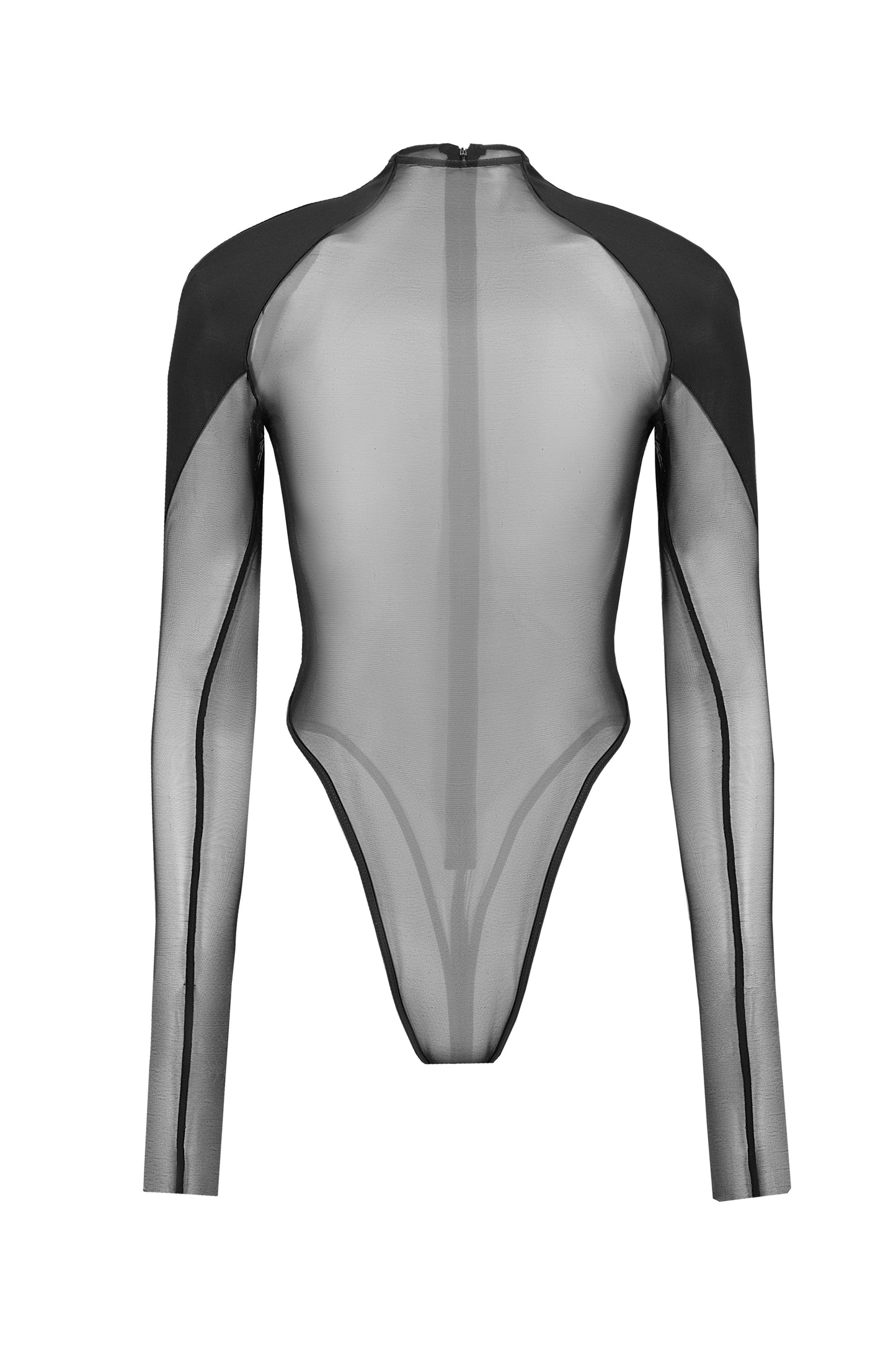 DVNT Sheer Mesh Bodysuit with Structured Shoulders SHADE