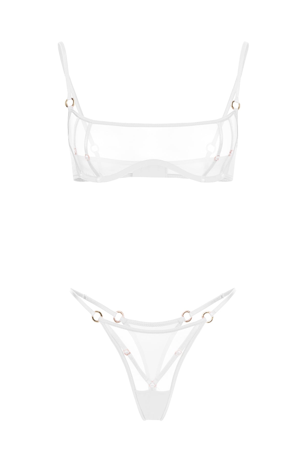 DVNT White Sheer Bra & High-Cut Briefs Set — TRACE 2.0