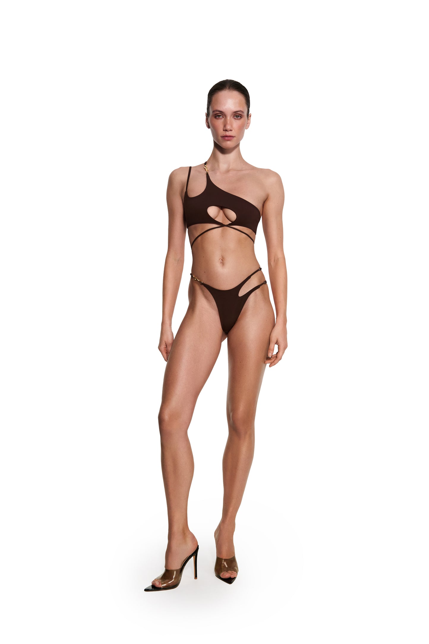 DVNT Black Cut-Out Swimsuit with Signature DVNT Hardware — SOLARA