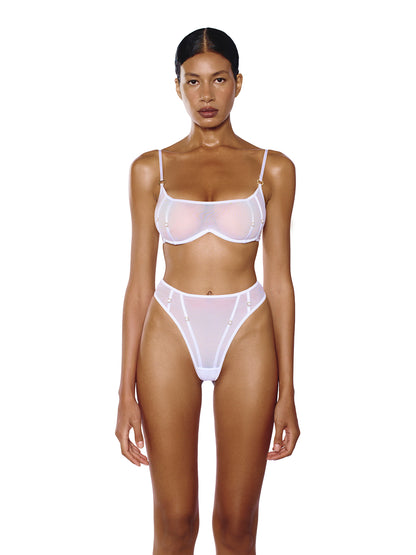 DVNT White Sheer Bra & High-Cut Briefs Set — TRACE