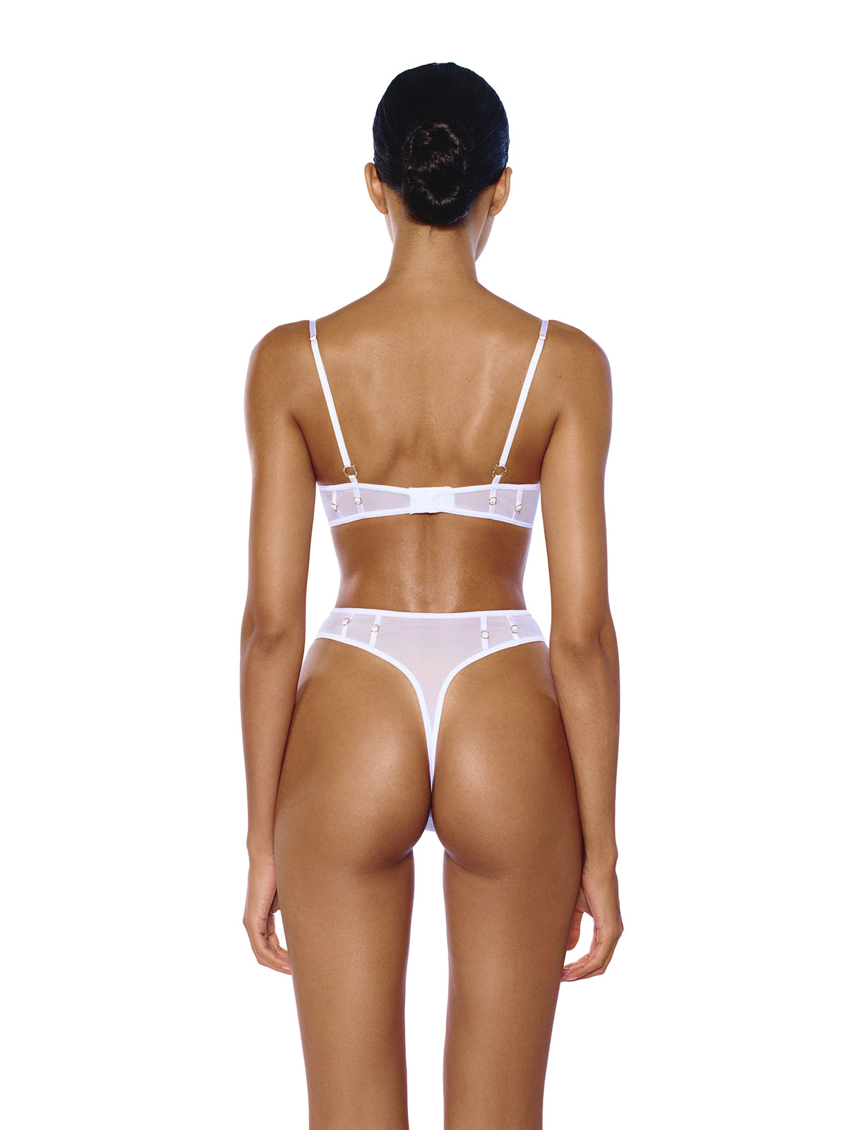 DVNT White Sheer Bra & High-Cut Briefs Set — TRACE