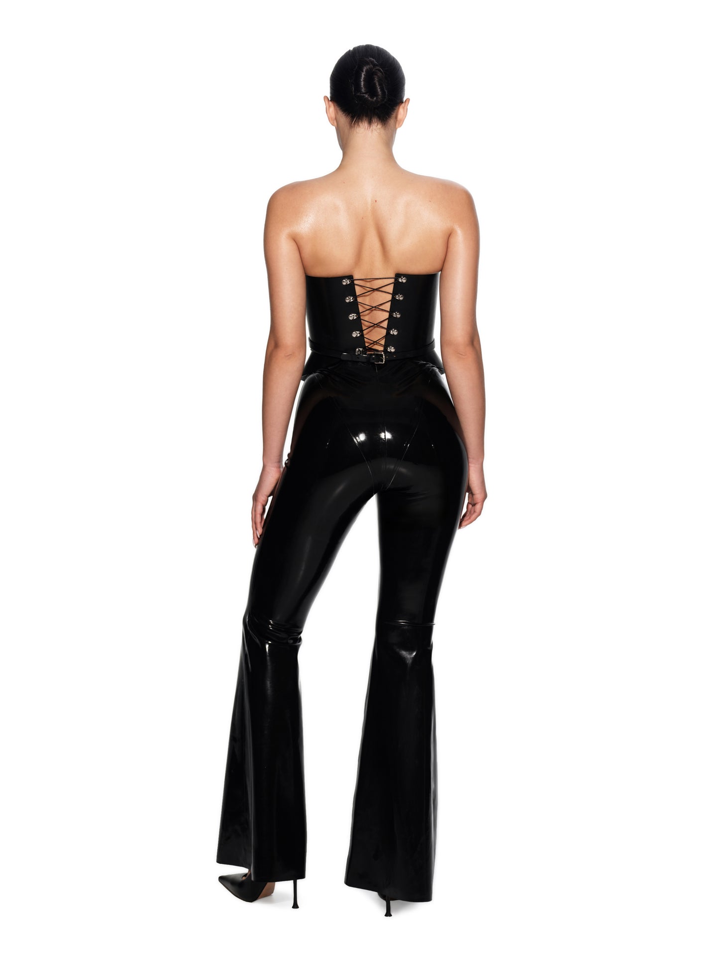 DVNT Black Leather Sculpted Corset — NOIR