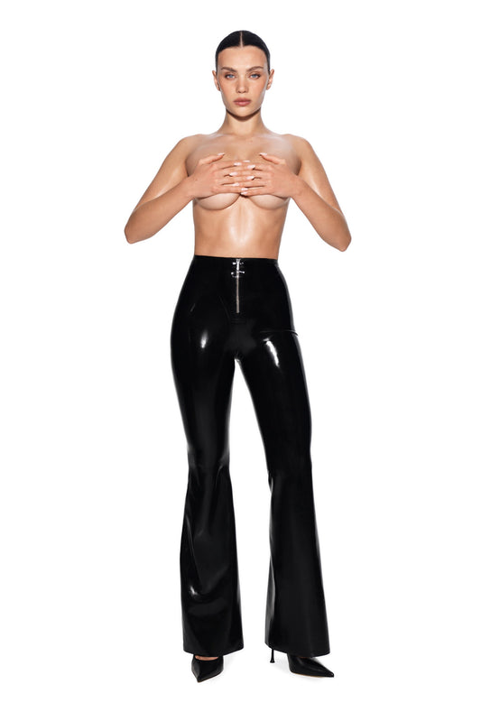 DVNT Black Latex Flared Pants — NOX