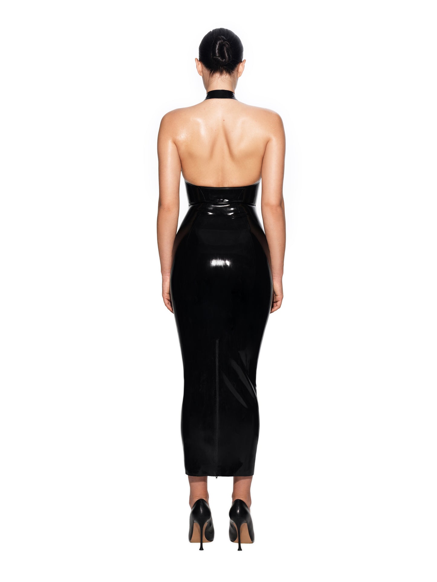 DVNT Black Latex Halter Maxi Dress — RAVENNA