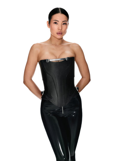 DVNT Black Leather Sculpting Corset FRAME