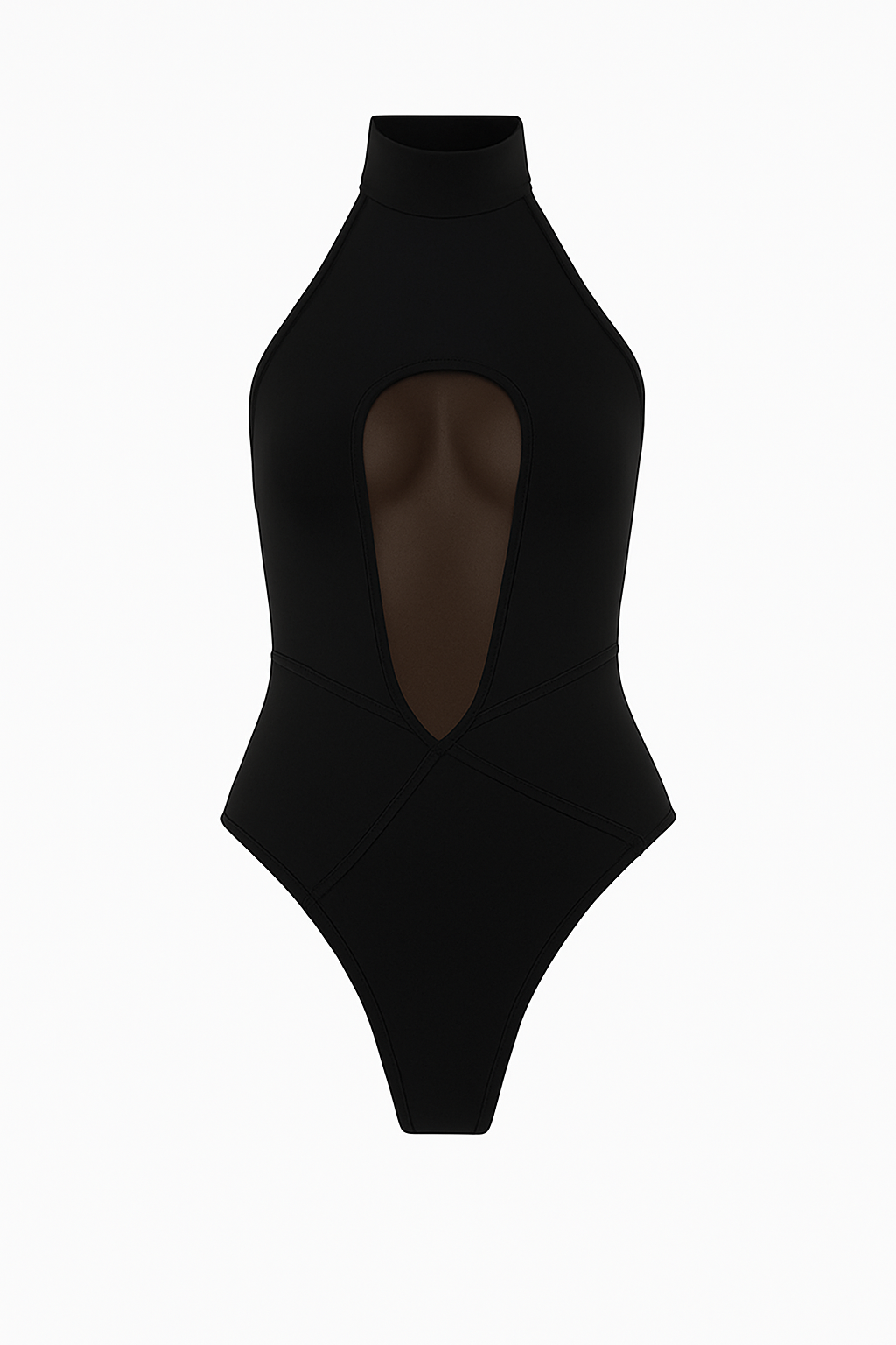 DVNT Black Halter Bodysuit with Mesh Cutout AXIS