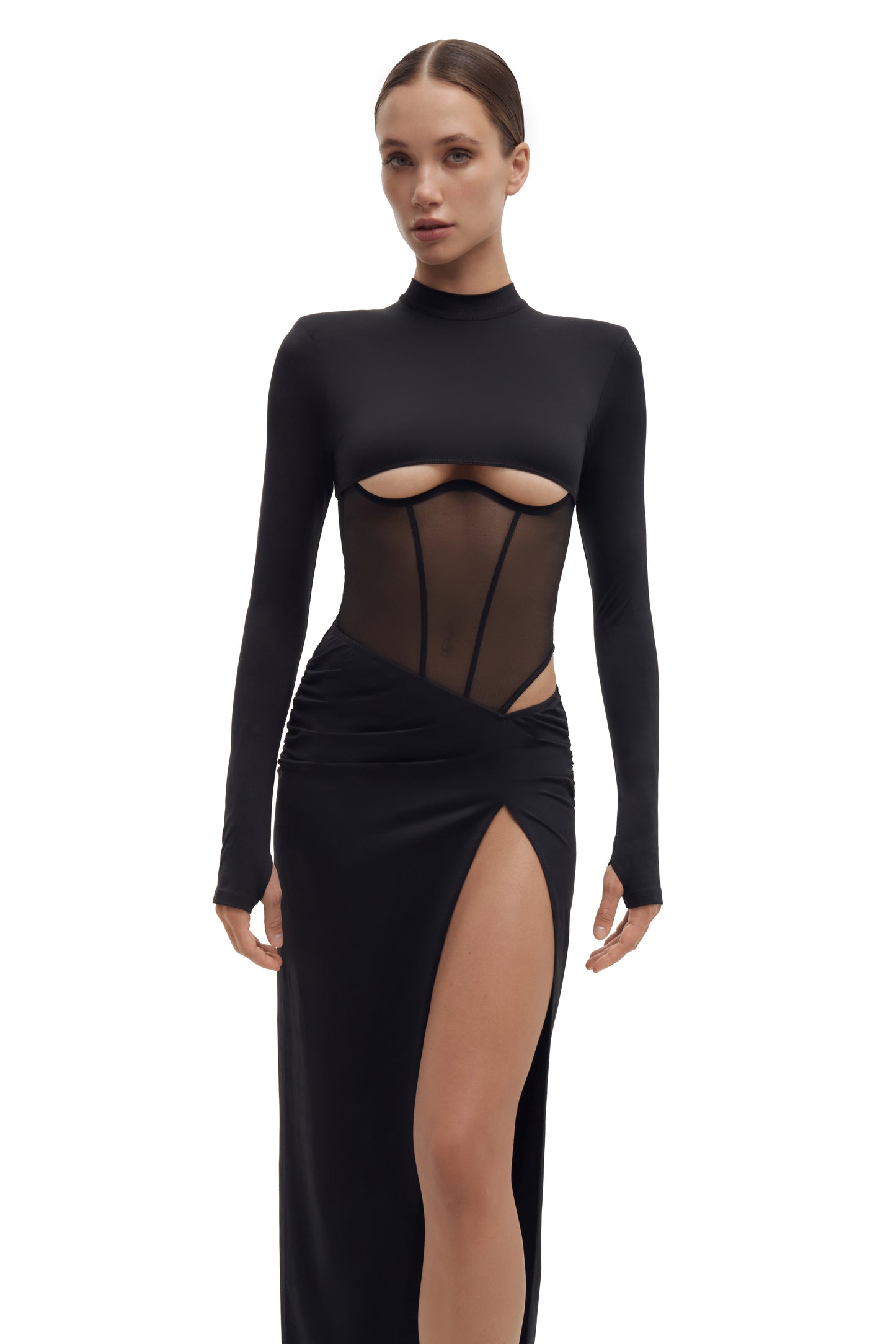 DVNT Draped Waist Maxi Skirt with Slit VELA