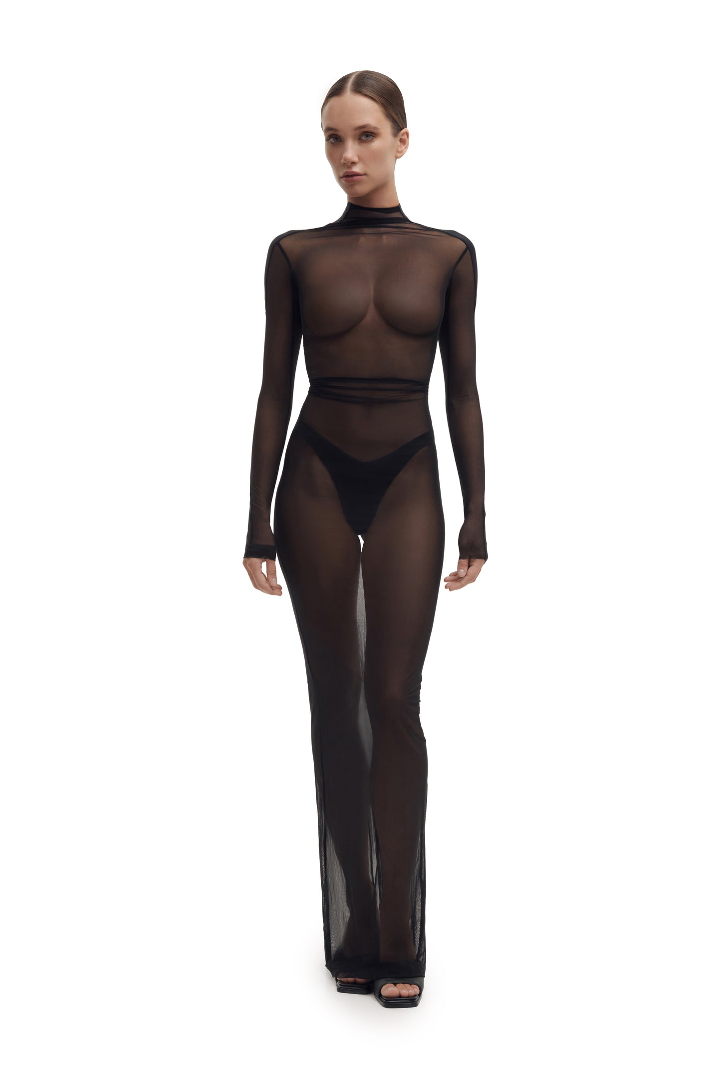 DVNT Sheer Mesh Maxi Dress PHANTOM