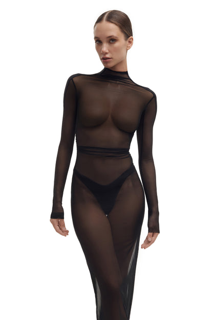 DVNT Sheer Mesh Maxi Dress PHANTOM