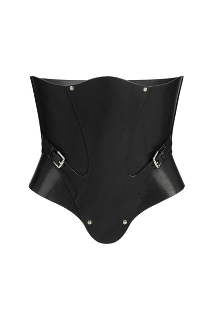 DVNT Black Leather Corset — VANTA