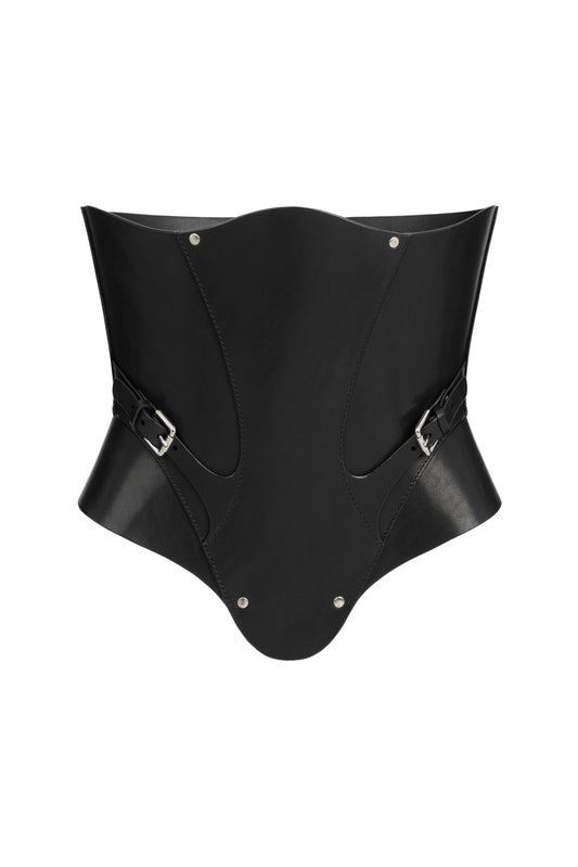 DVNT Black Leather Corset — VANTA