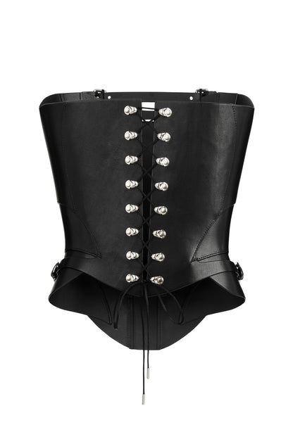 DVNT Black Leather Sculpting Corset FRAME