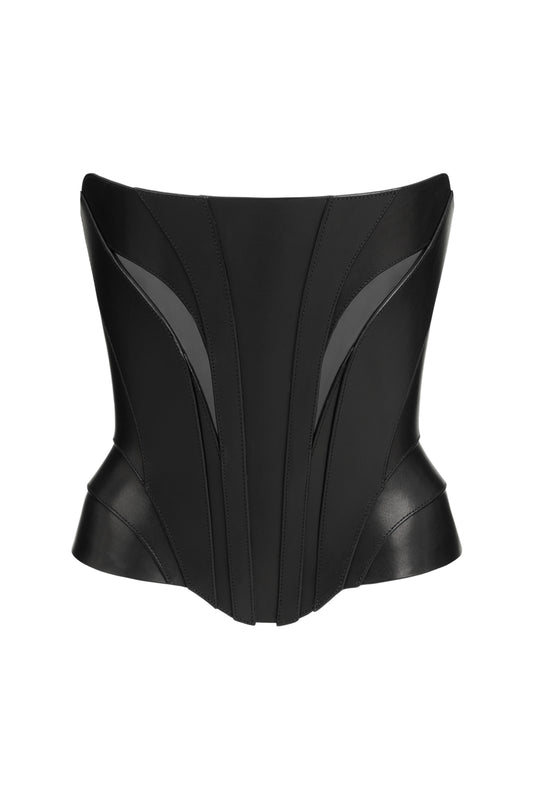 DVNT Black Leather Corset — NOCTRA
