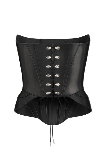 DVNT Black Leather Corset — NOCTRA