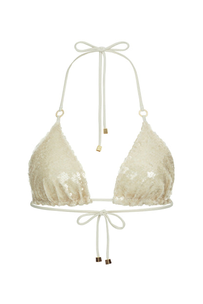 DVNT Ivory Sequin Triangle Bikini Swimsuit — SEQUIRA