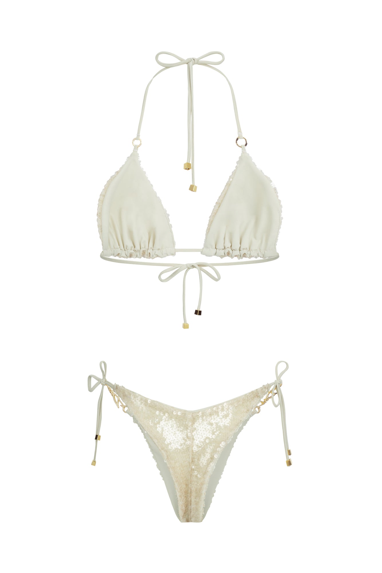 DVNT Ivory Sequin Triangle Bikini Swimsuit — SEQUIRA