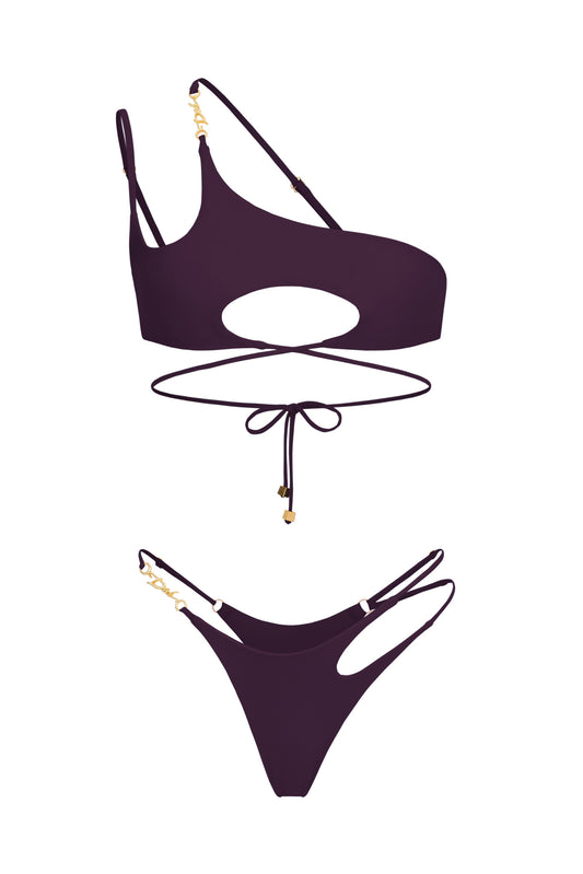 DVNT Plum Cut-Out Swimsuit with Signature DVNT Hardware — SOLARA