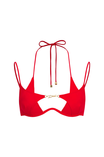 DVNT Red Cut-Out Swimsuit with Signature Hardware — LOLLY