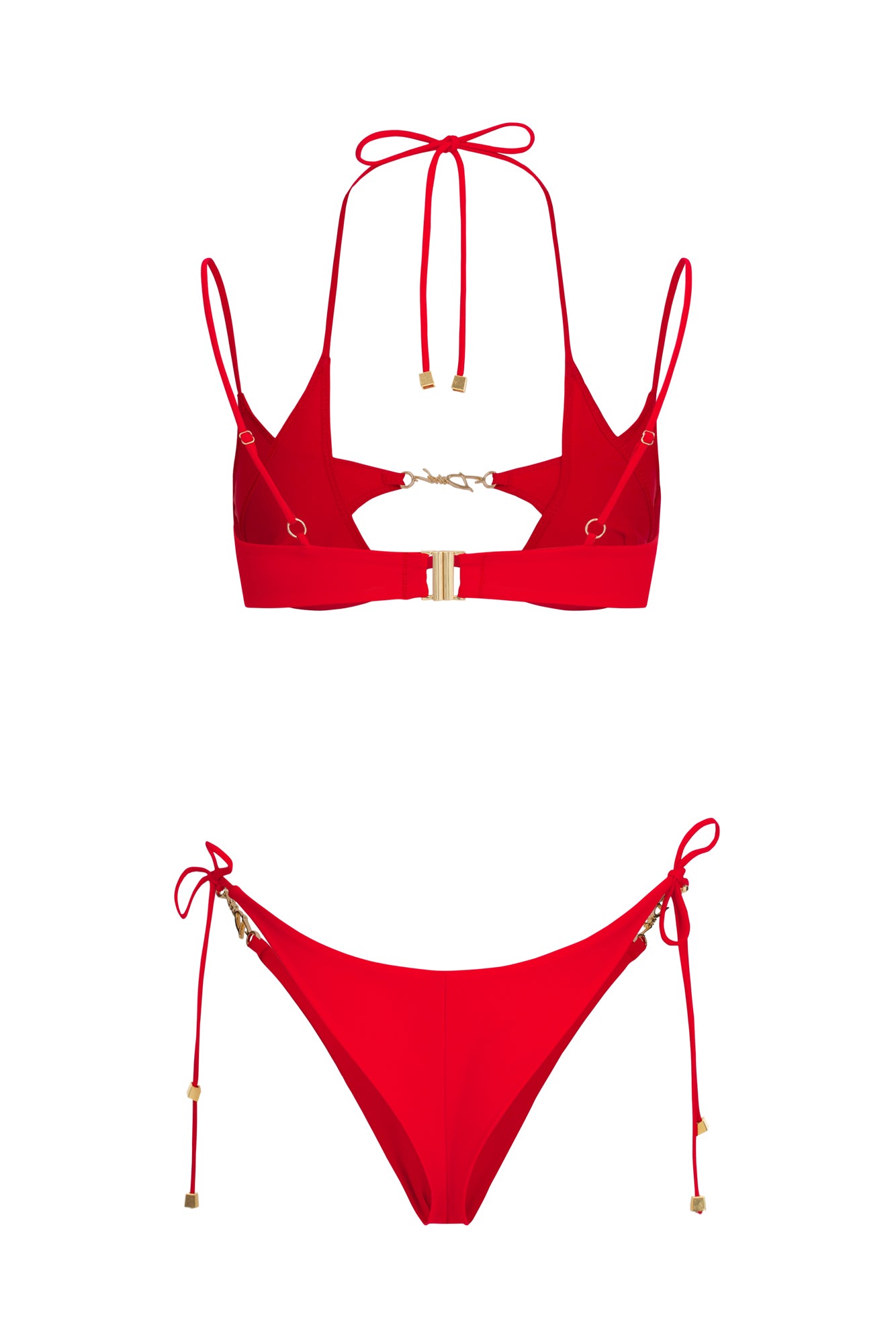 DVNT Red Cut-Out Swimsuit with Signature Hardware — LOLLY