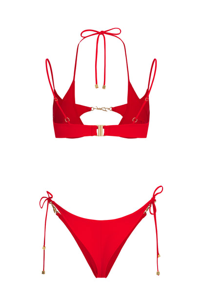 DVNT Red Cut-Out Swimsuit with Signature Hardware — LOLLY