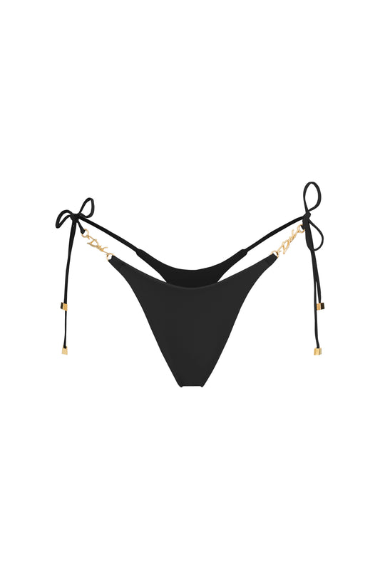 DVNT Black Thong Swim Bottom & Signature Hardware — LOLLY