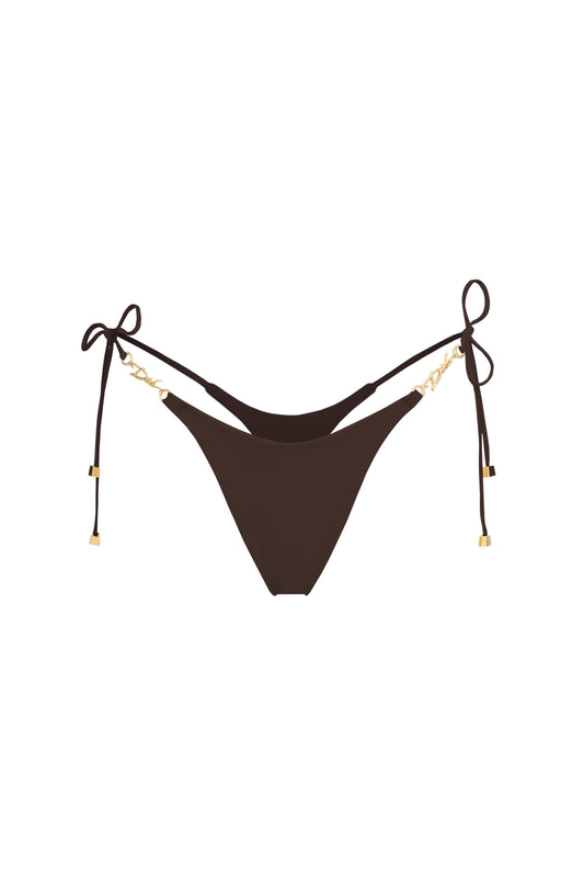 DVNT Brown Thong Swim Bottom & Signature Hardware — LOLLY