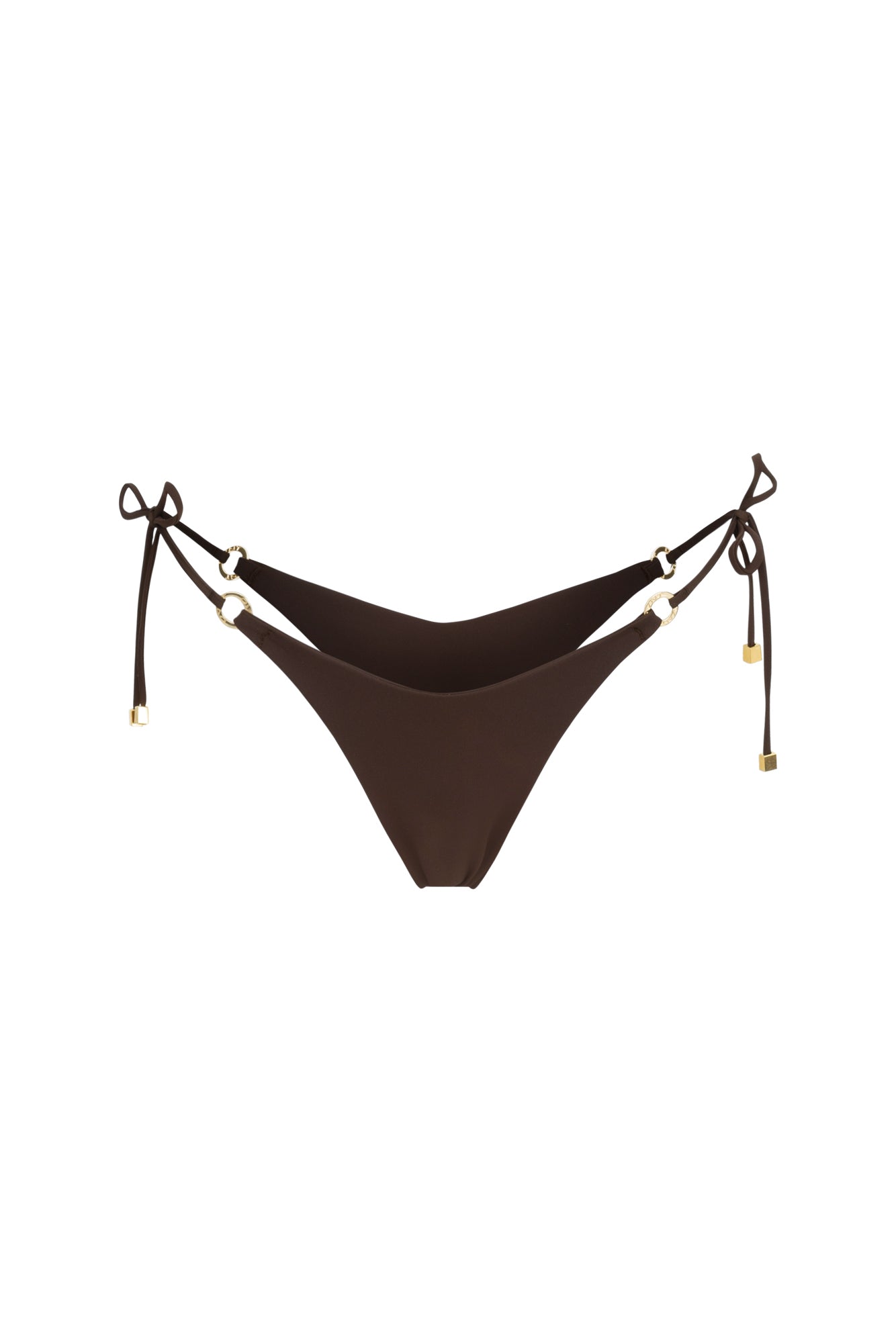 DVNT Chocolate Tie-Side Bikini Bottom with Signature Hardware — MARRY