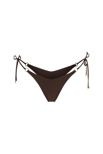 DVNT Chocolate Tie-Side Bikini Bottom with Signature Hardware — MARRY