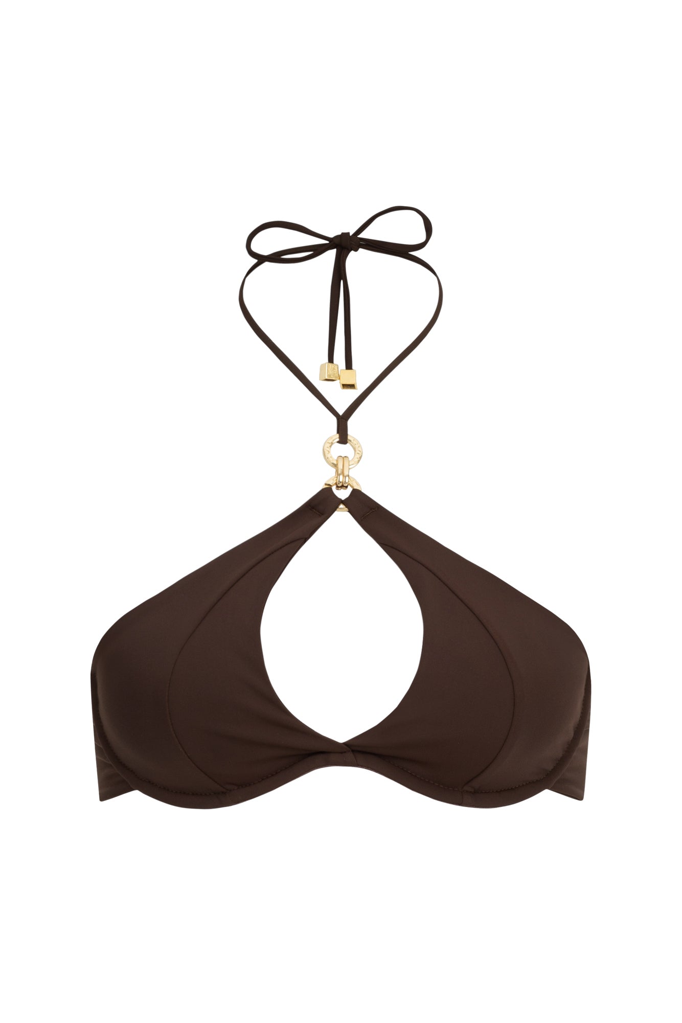 DVNT Brown Swimsuit  Cut-Out Bikini with Signature Hardware — Marry
