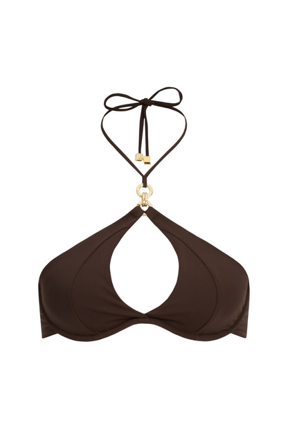 DVNT Brown Swimsuit  Cut-Out Bikini with Signature Hardware — Marry
