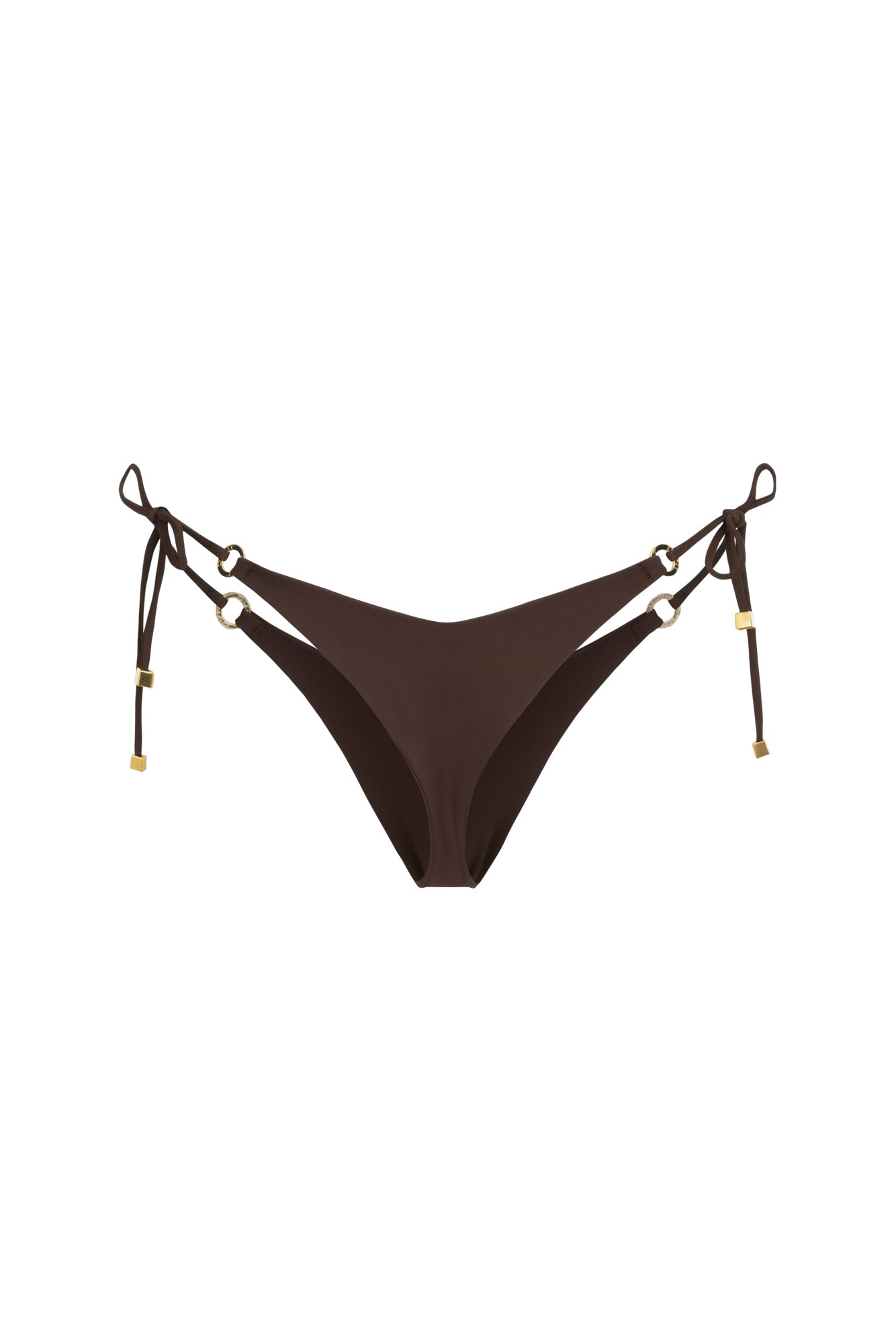 DVNT Chocolate Tie-Side Bikini Bottom with Signature Hardware — MARRY