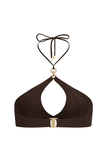 DVNT Brown Swimsuit  Cut-Out Bikini with Signature Hardware — Marry