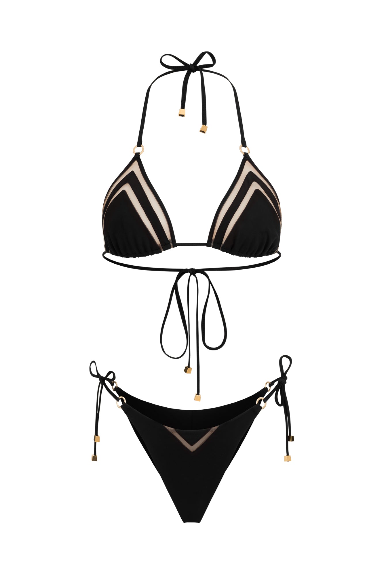 DVNT Black Swimsuit Triangle Bikini with Signature Hardware — AGGI