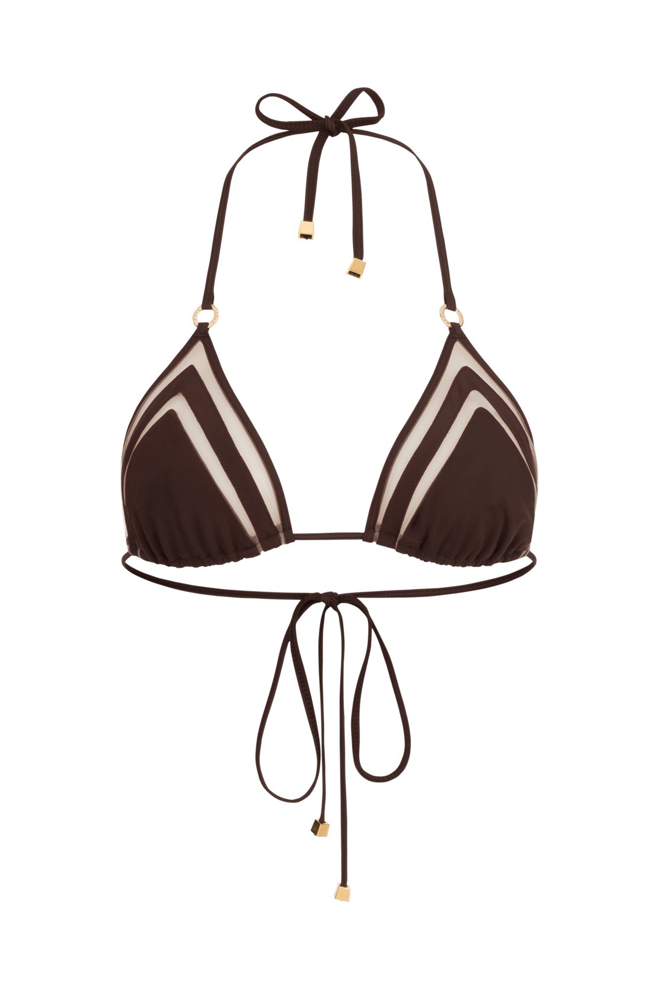 DVNT Brown Swimsuit Triangle Bikini with Signature Hardware — AGGI