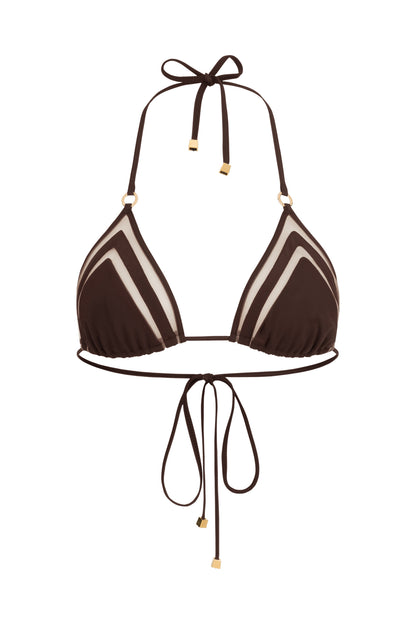 DVNT Brown Swimsuit Triangle Bikini with Signature Hardware — AGGI