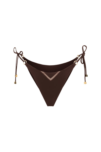 DVNT Brown Swimsuit Triangle Bikini with Signature Hardware — AGGI