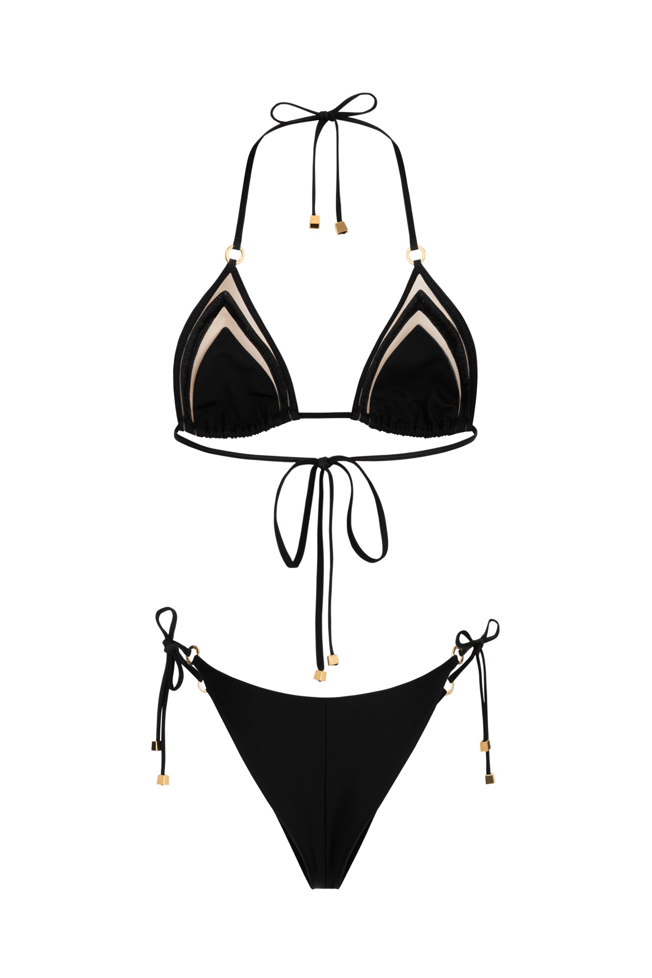 DVNT Black Swimsuit Triangle Bikini with Signature Hardware — AGGI