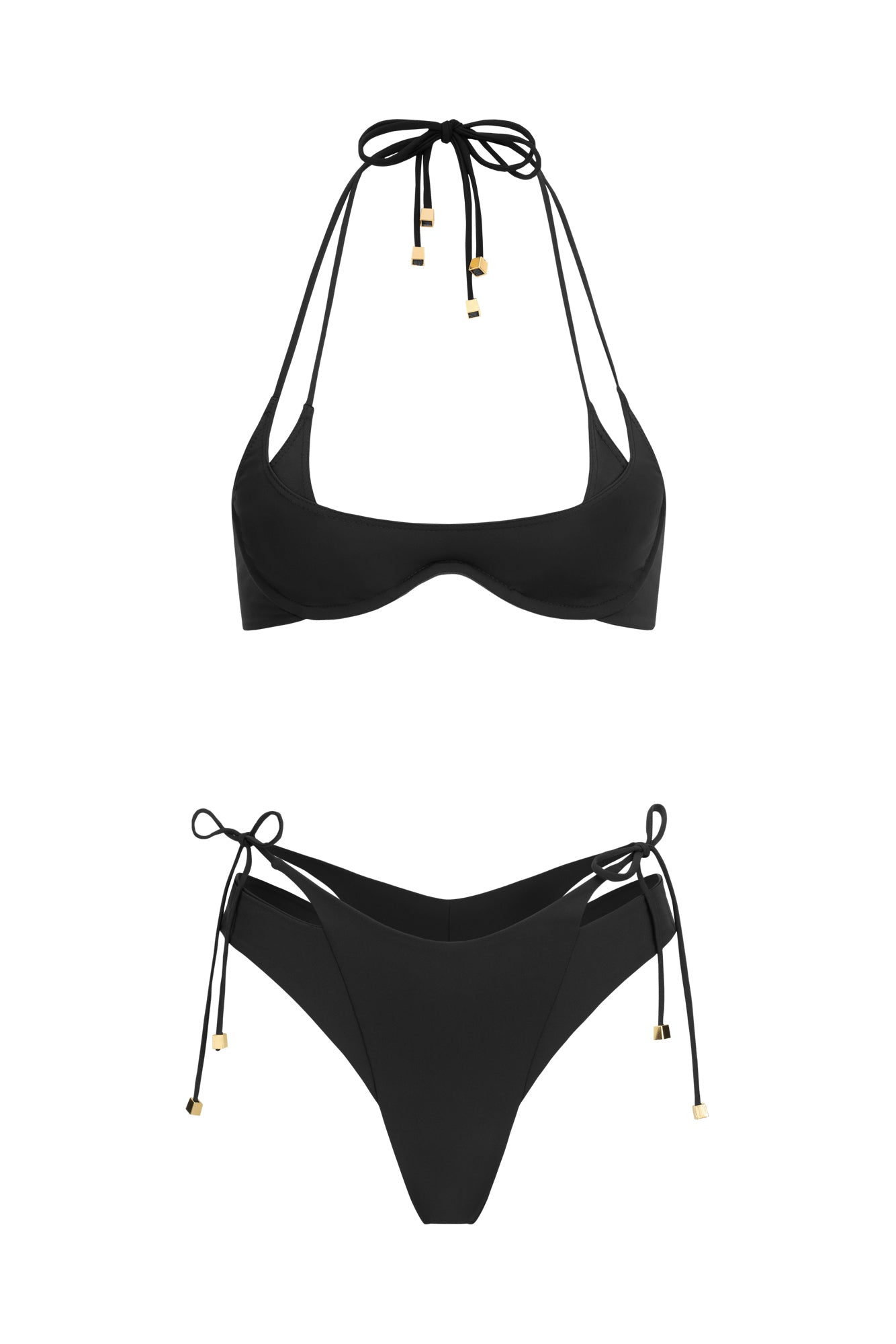 DVNT Black Cut-Out Bikini Set with Signature Hardware — NARA