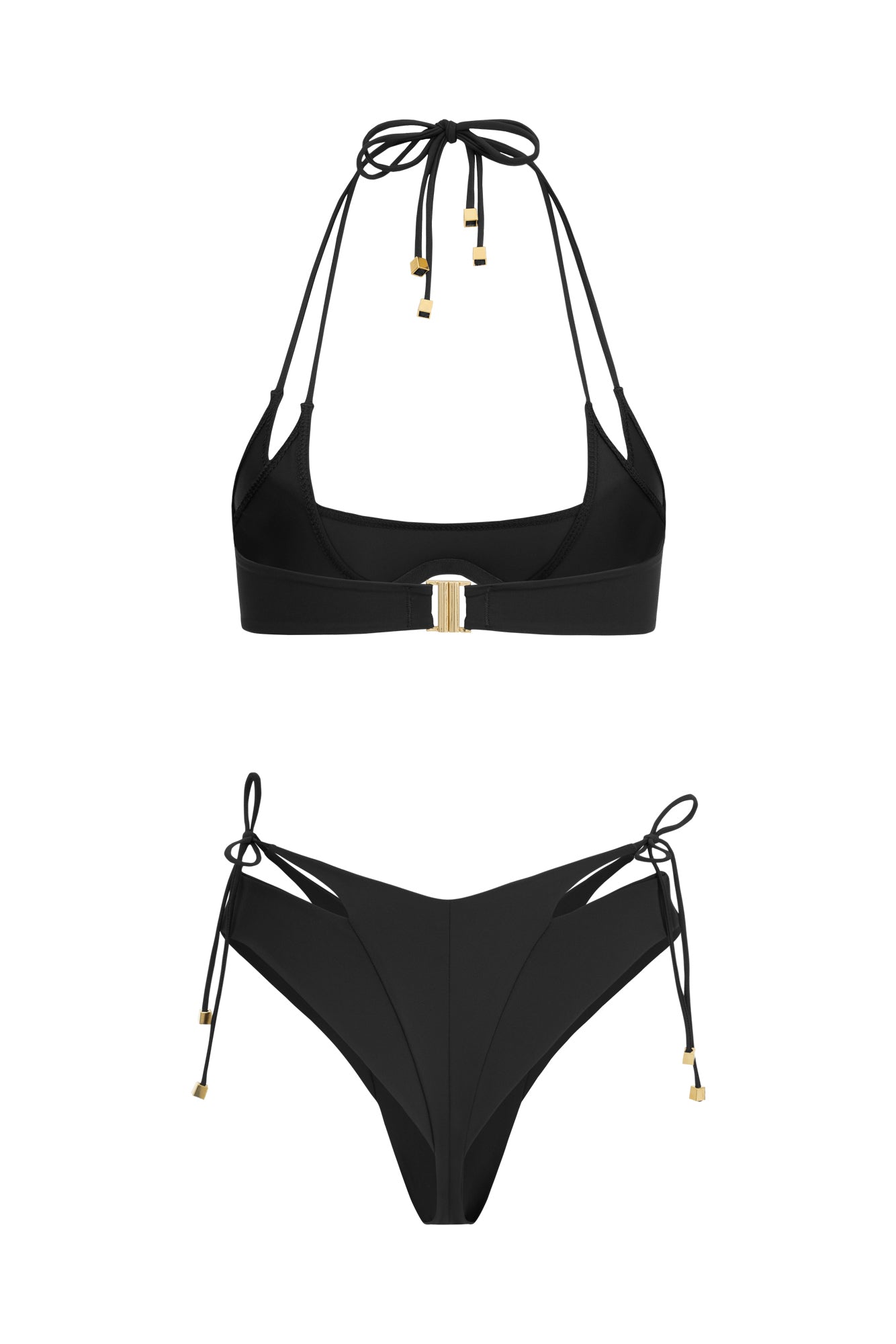 DVNT Black Cut-Out Bikini Set with Signature Hardware — NARA