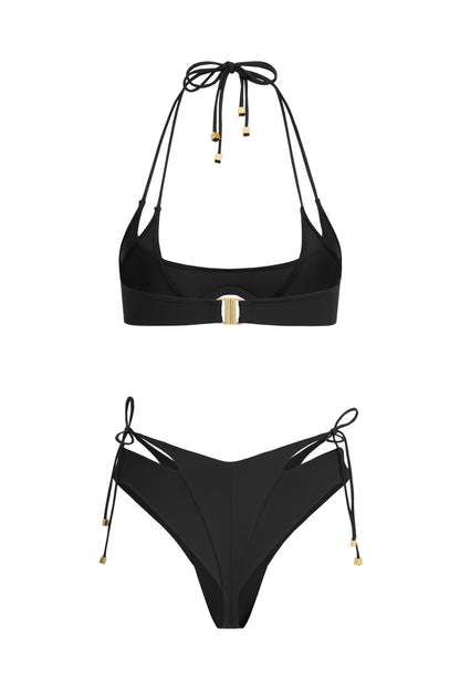 DVNT Black Cut-Out Bikini Set with Signature Hardware — NARA