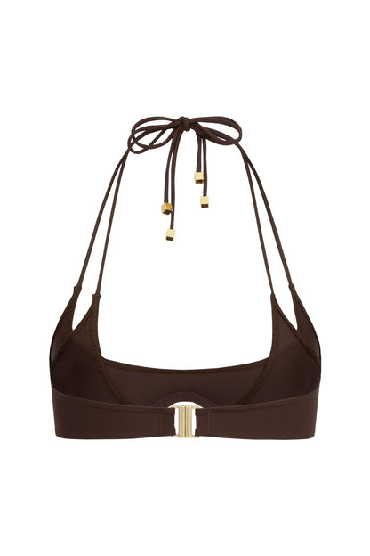 DVNT Brown Cut-Out Bikini Set with Signature Hardware — NARA