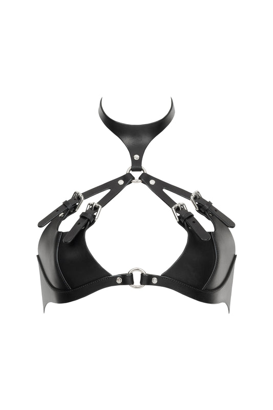 DVNT Sculptural Leather Bra with High Collar — PULSE